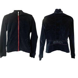 REDKEN Black Ribbed Cotton Blend Corduroy Full Zip Jacket - Rare Find‎